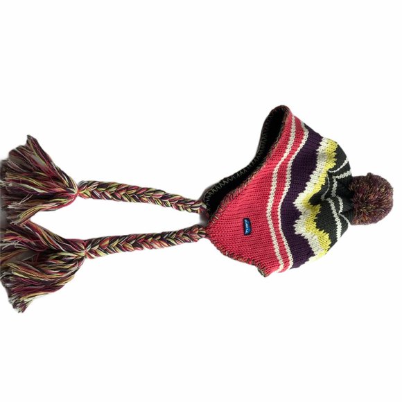 KAVU Ear Flap Trapper Wool Pom Pom Hat Multicolor - Picture 5 of 7